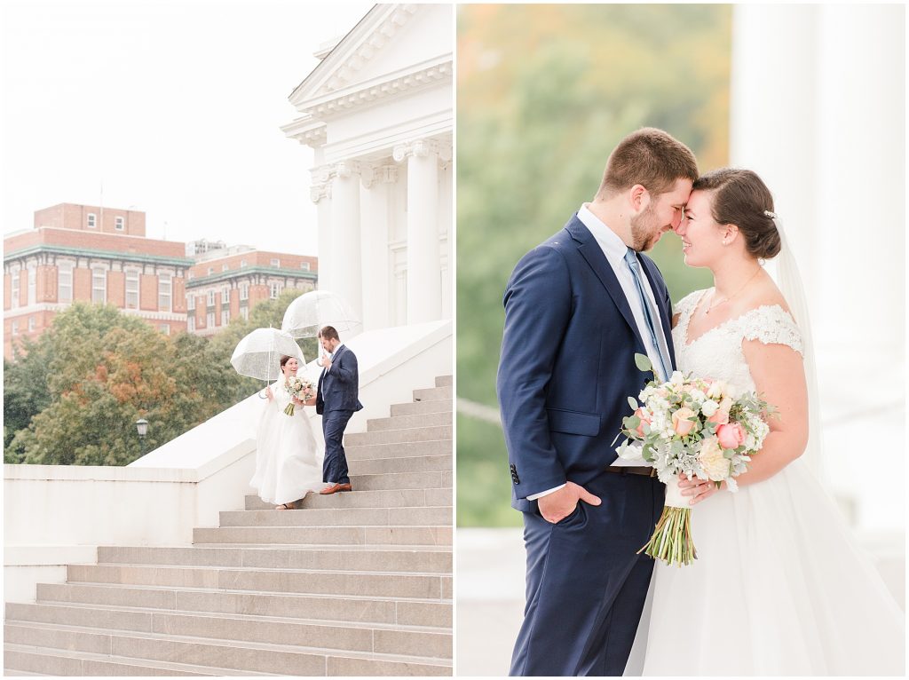 white columns building bride and groom portraits richmond virginia