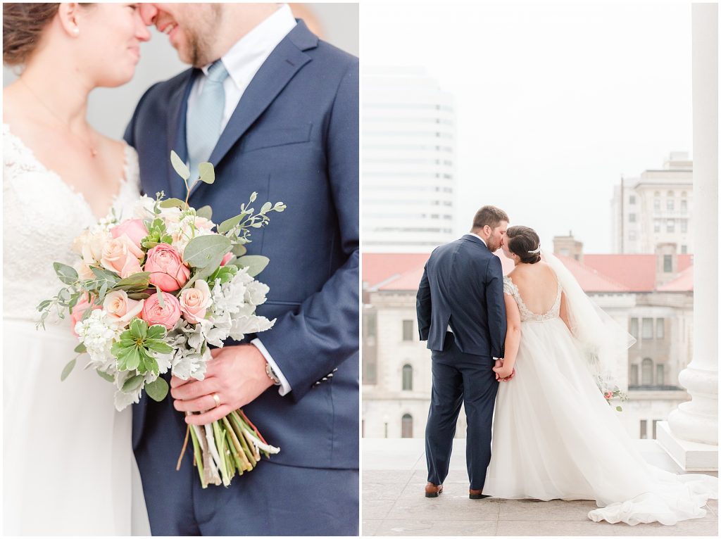 capitol building bride and groom portraits overlooking the city of richmond virginia