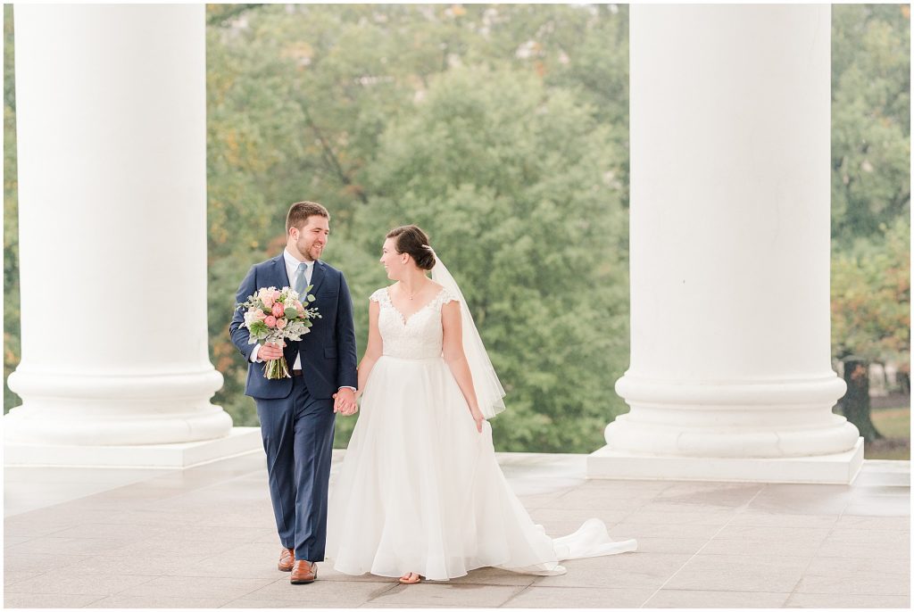 white columns building bride and groom portraits richmond virginia