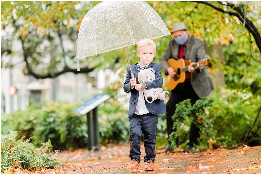 rainy day ring bearer downtown richmond virginia