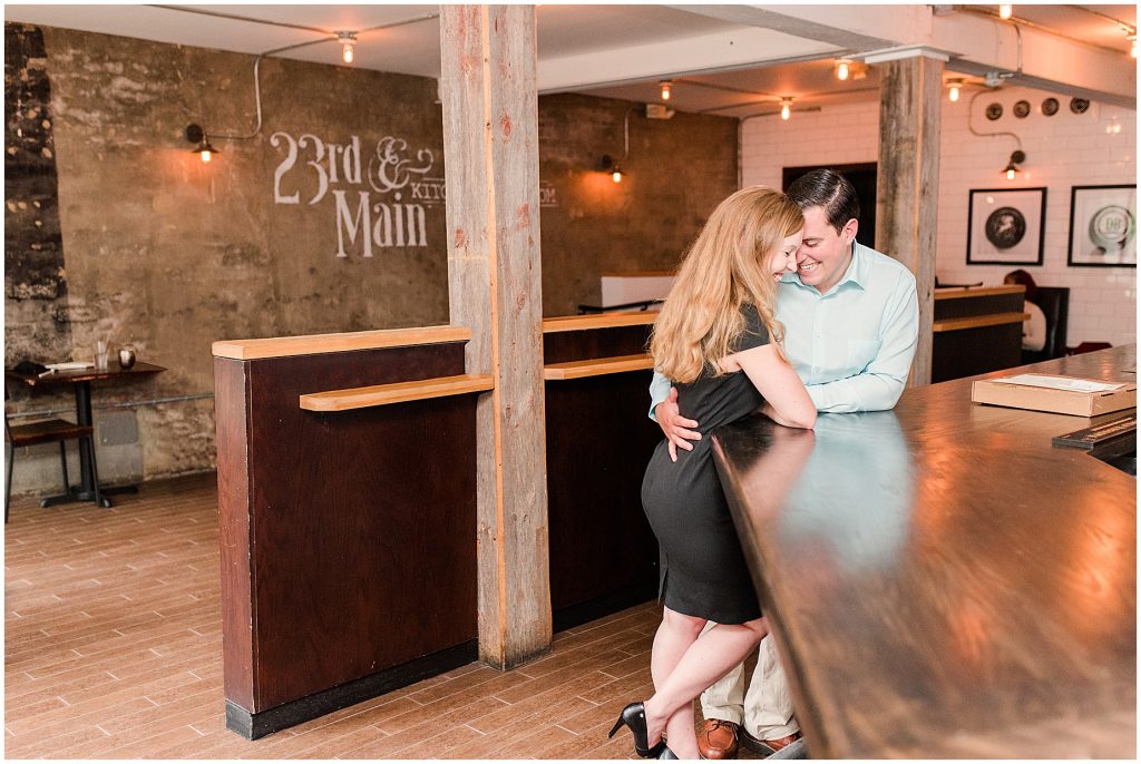 engagement session in 23rd & Main Restaurant in downtown Richmond Virginia