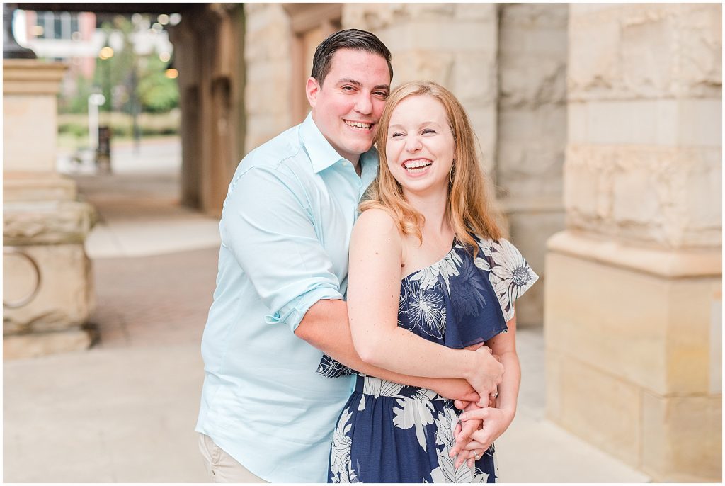 engaged outside main street station in downtown richmond engagement session 