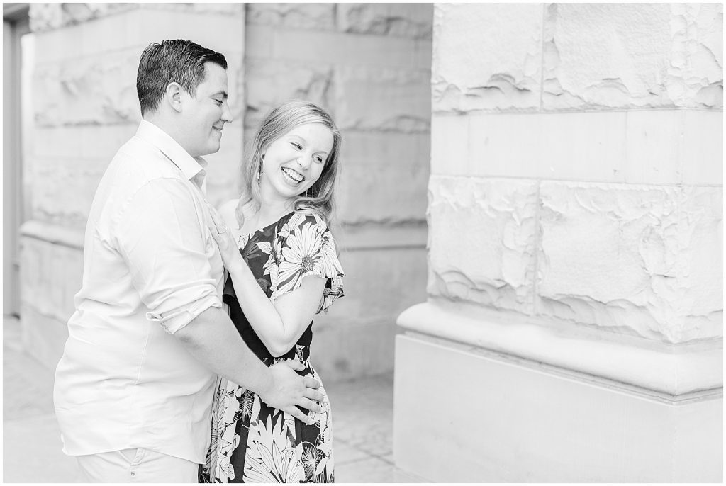 engaged outside main street station in downtown richmond engagement session 