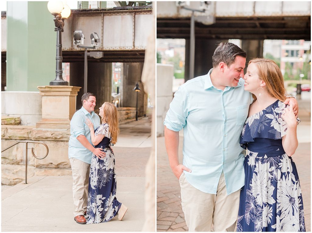 engaged outside main street station in downtown richmond engagement session 