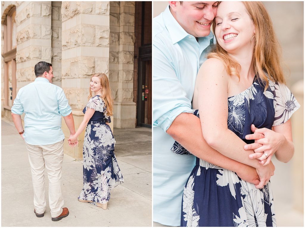 engaged outside main street station in downtown richmond engagement session 