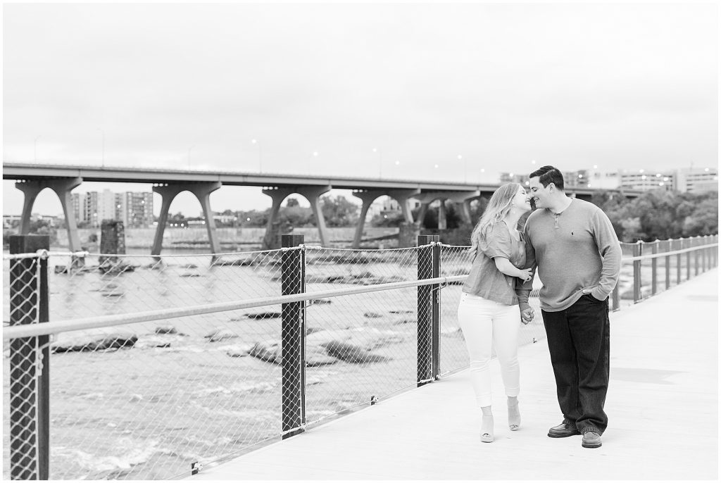 T. Tyler Potterfield Memorial Bridge downtown richmond james river view engagement session 