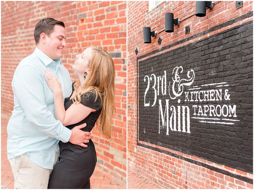 richmond brick wall downtown engagement session 