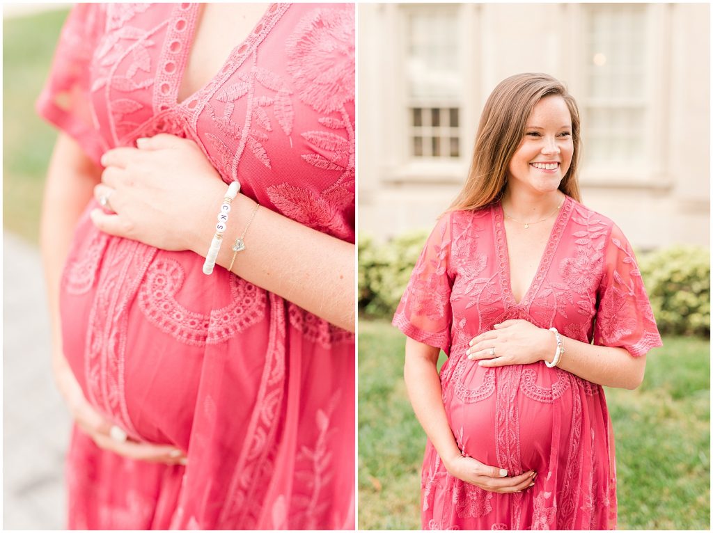 vmfa maternity session in richmond virginia detail bracelet of baby's name