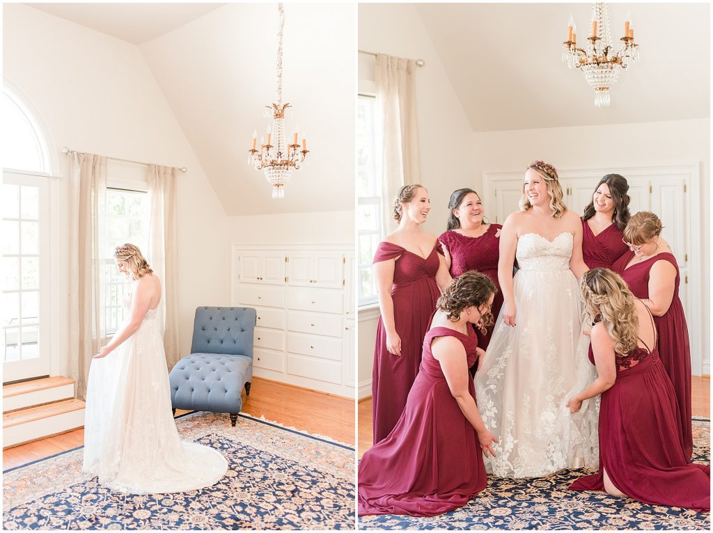 wedding details in wisteria farms richmond bridal suite