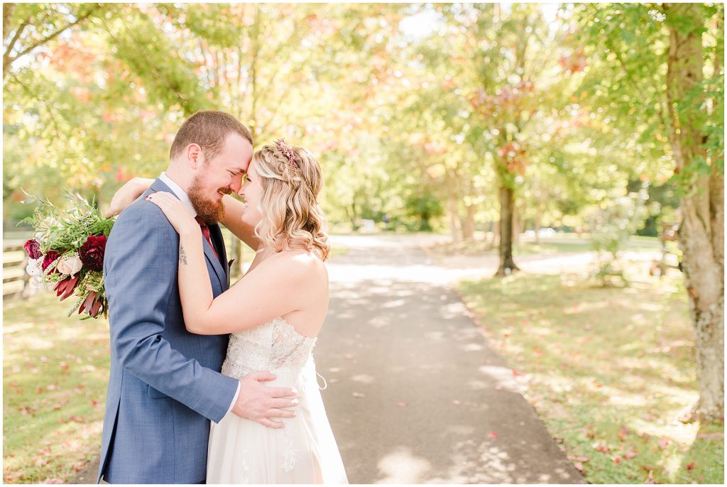 first look bride and groom portraits at wisteria farm entrance richmond virginia wedding