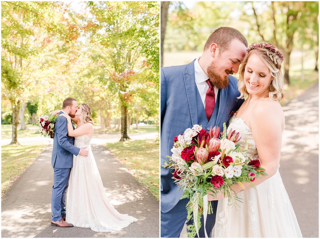 bride and groom with horses at wisteria farms richmond virginia