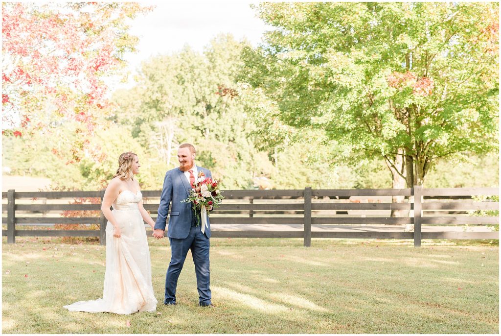 wisteria farm portraits of bride and groom 