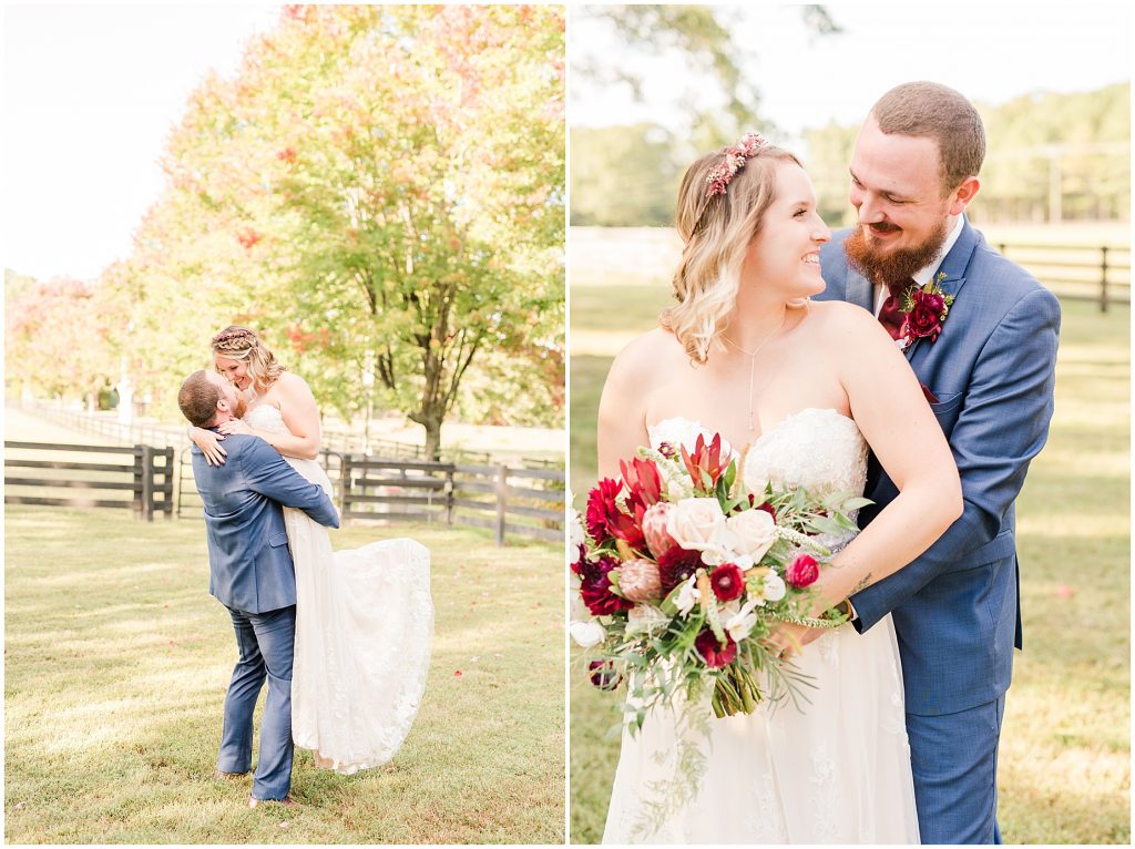 wisteria farm portraits of bride and groom 