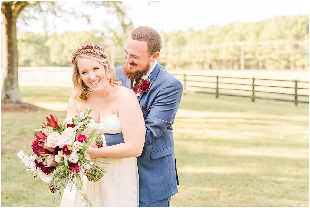 wisteria farm portraits of bride and groom 