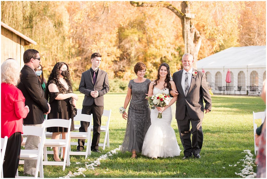 bride walking down ceremony details amber grove virginia wedding venue 