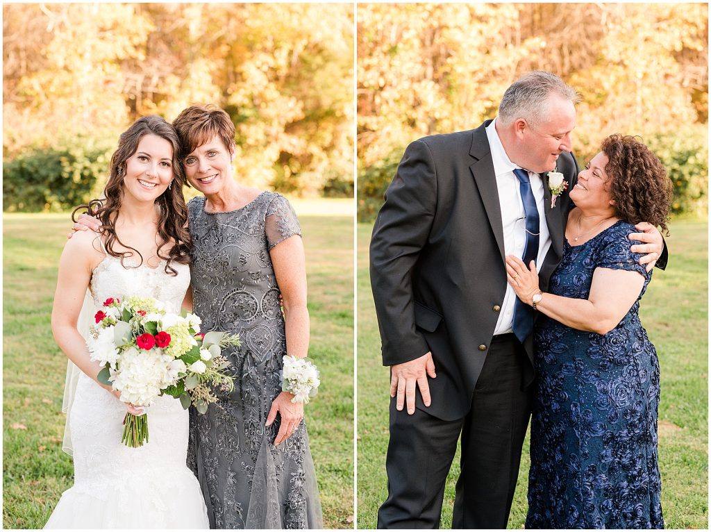 bride and groom family members in field at amber grove in richmond