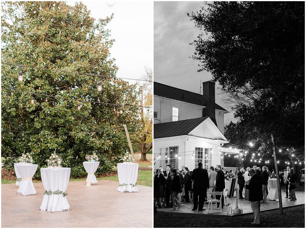 cocktail hour space from wedding at Waverly Estate in southern Virginia