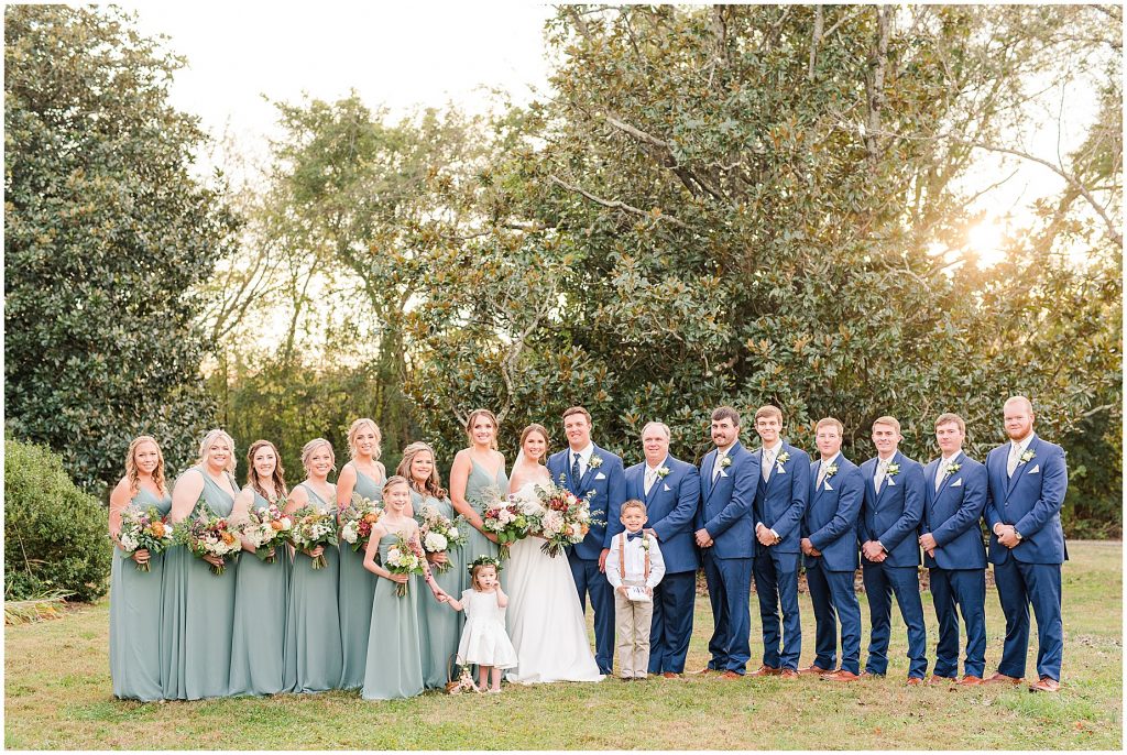 bridal party standing at Waverly Estate in southern Virginia