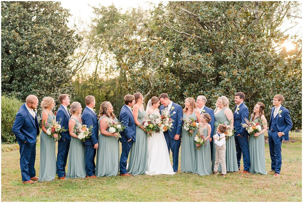 bridal party standing at Waverly Estate in southern Virginia