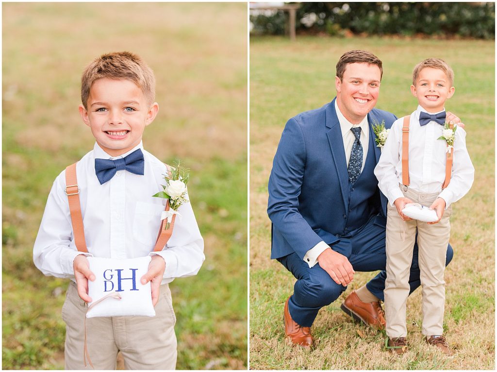 groom and ring bearer photo after wedding at Waverly Estate