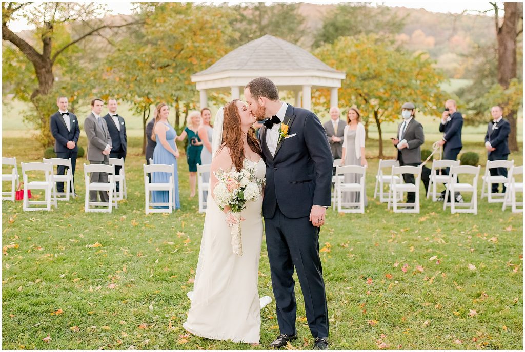 mini wedding ceremony outside at whitehall estate in bluemont virginia
