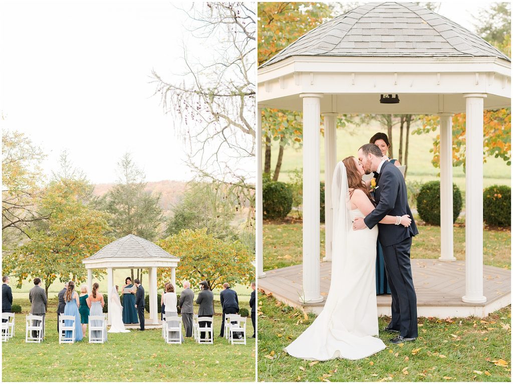 mini wedding ceremony outside at whitehall estate in bluemont virginia