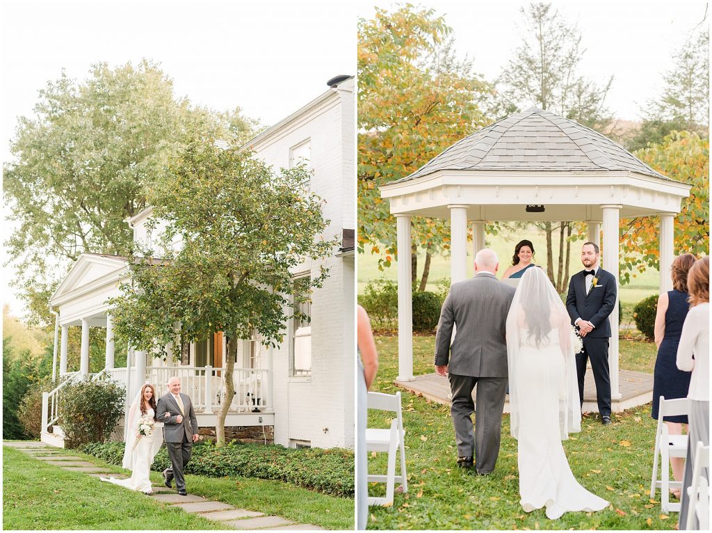 mini wedding ceremony outside at whitehall estate in bluemont virginia