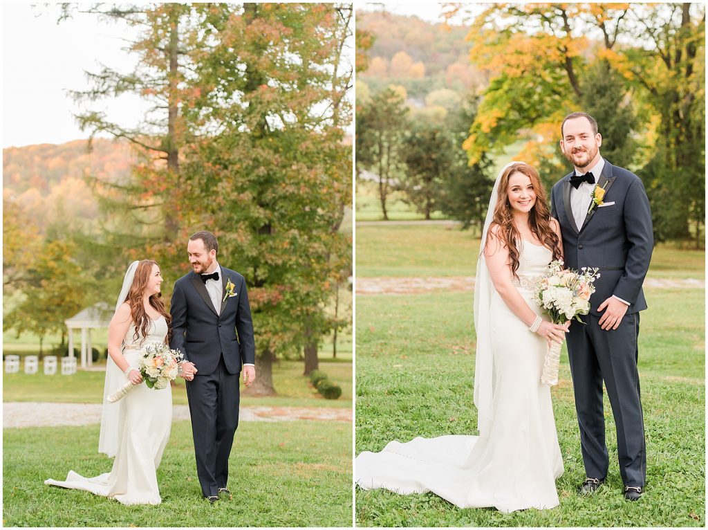 bride and groom portraits at whitehall estate in bluemont virginia