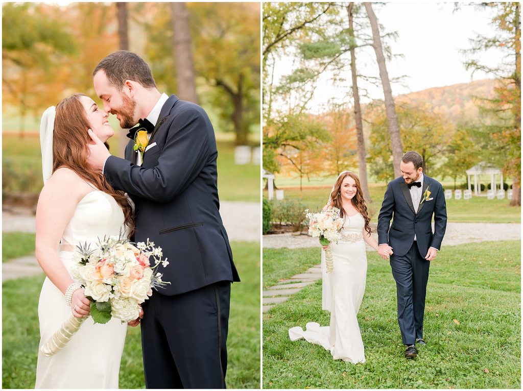 bride and groom portraits at whitehall estate in bluemont virginia