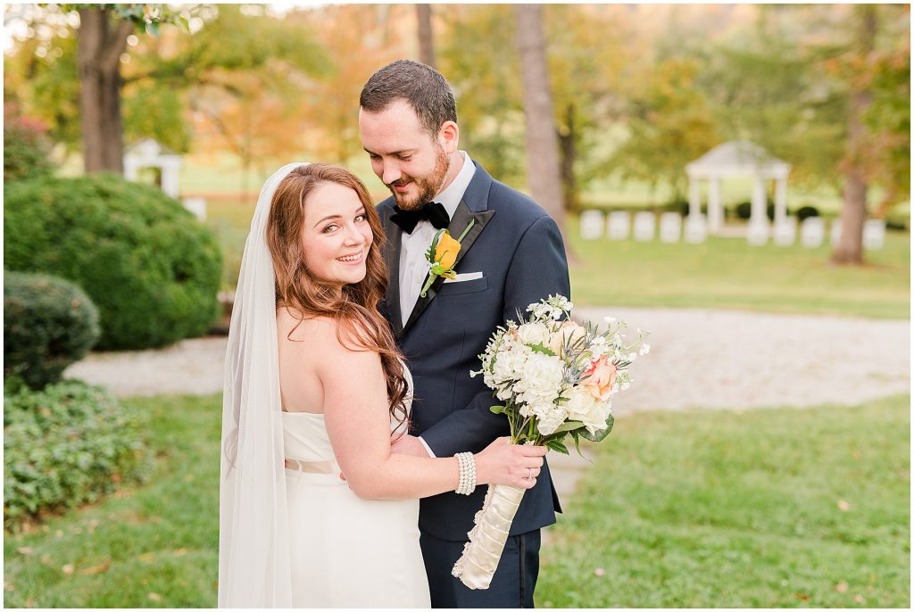 bride and groom portraits at whitehall estate in bluemont virginia