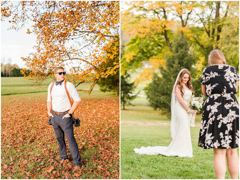 Virginia Photographers Behind the Scenes posing and taking portraits of the bride at Whitehall estate in Nova