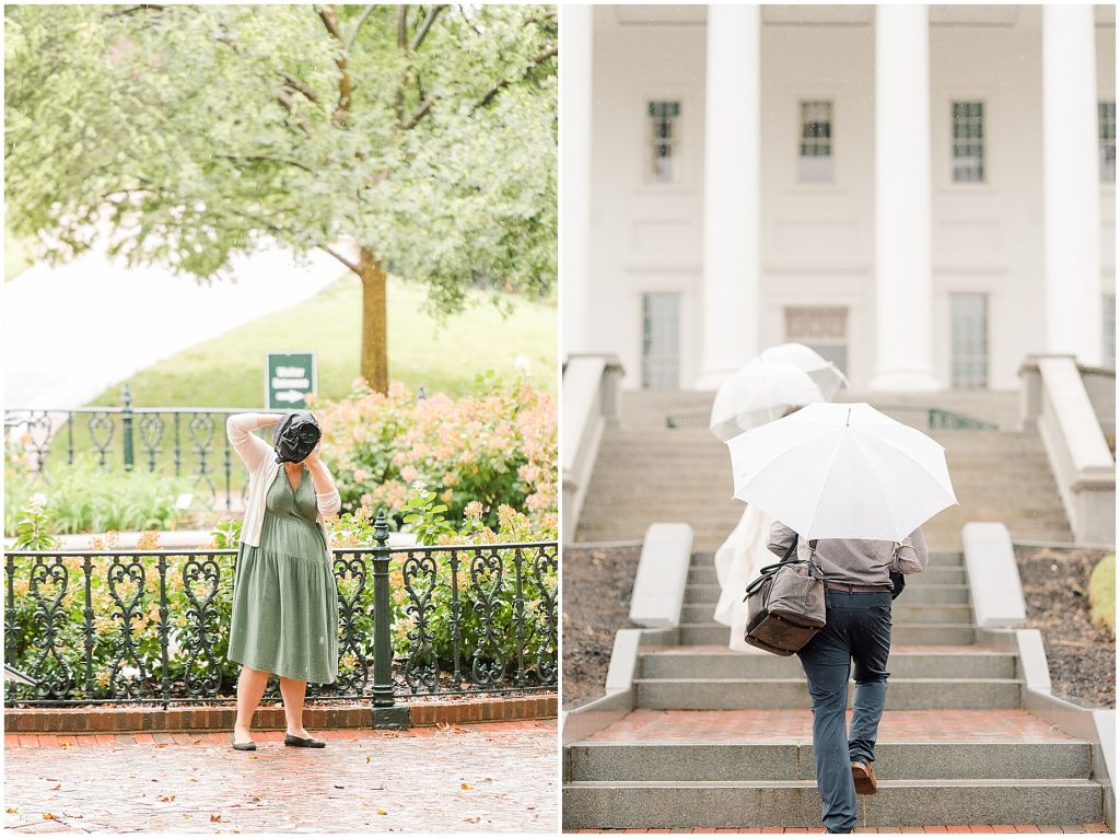 photographer taking photos of couple during wedding at the virginia Capitol Building in richmond