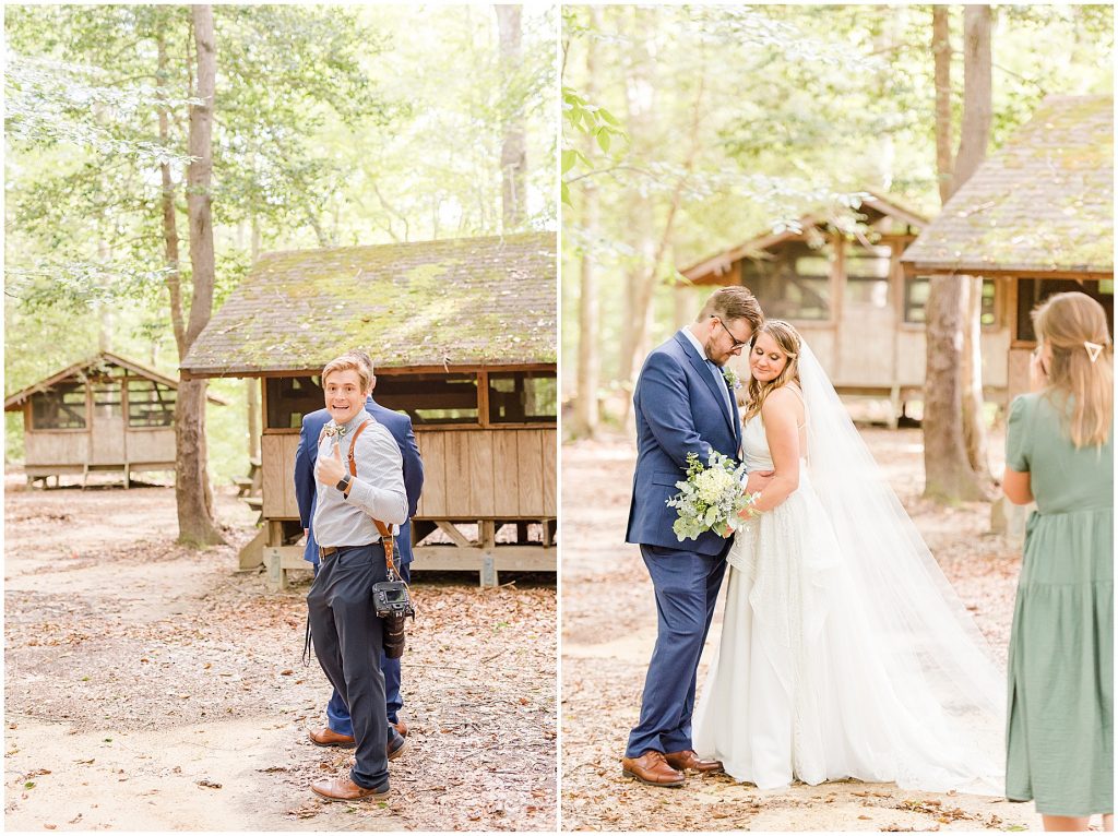 Virginia Photographers Behind the Scenes taking portraits of bride and groom at Chanco