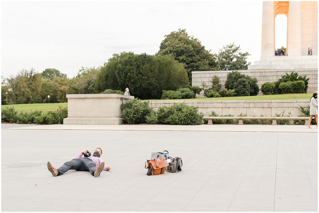 Virginia Photographers Behind the Scenes on the ground taking photos at the national mall