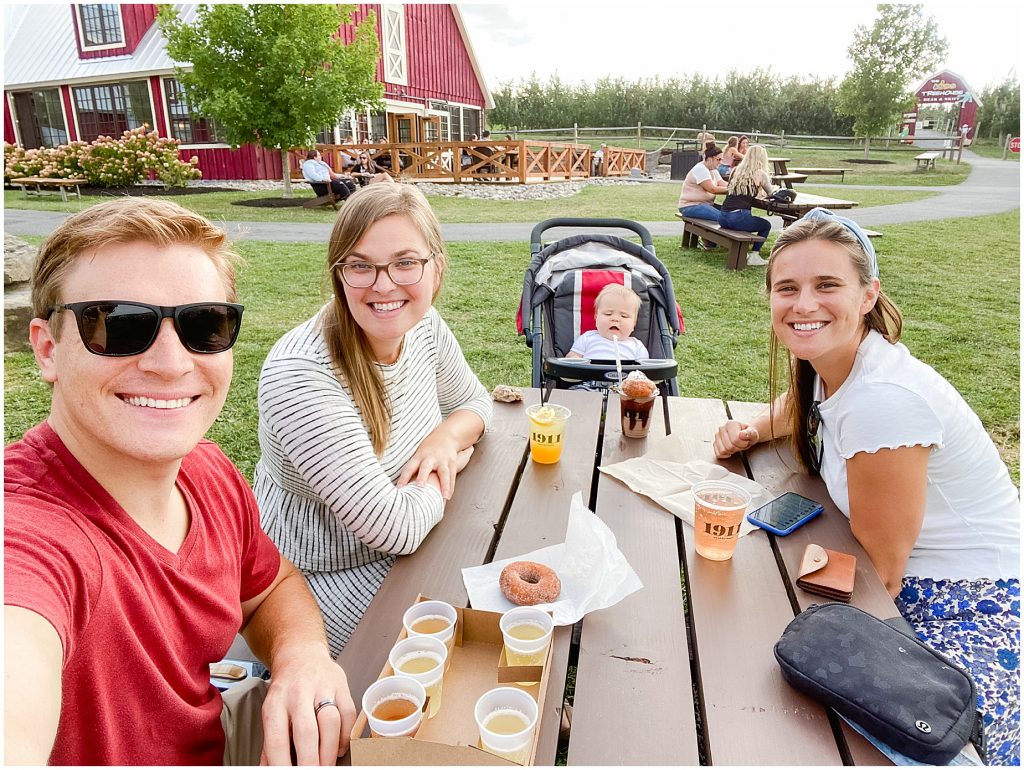 family all drinking at a distillery in New York