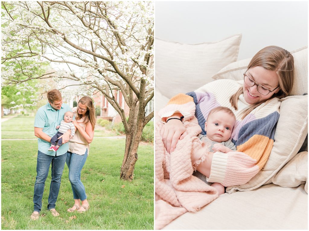 family photos taken on couch and outside richmond virginia