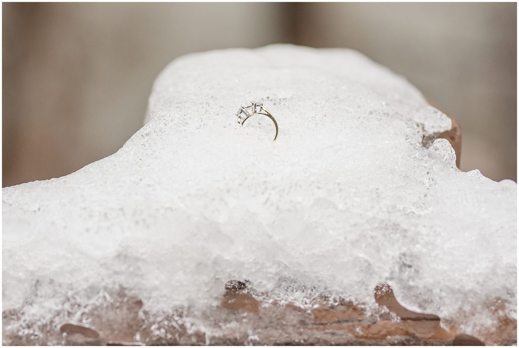 engagement ring in the snow richmond wedding photographers