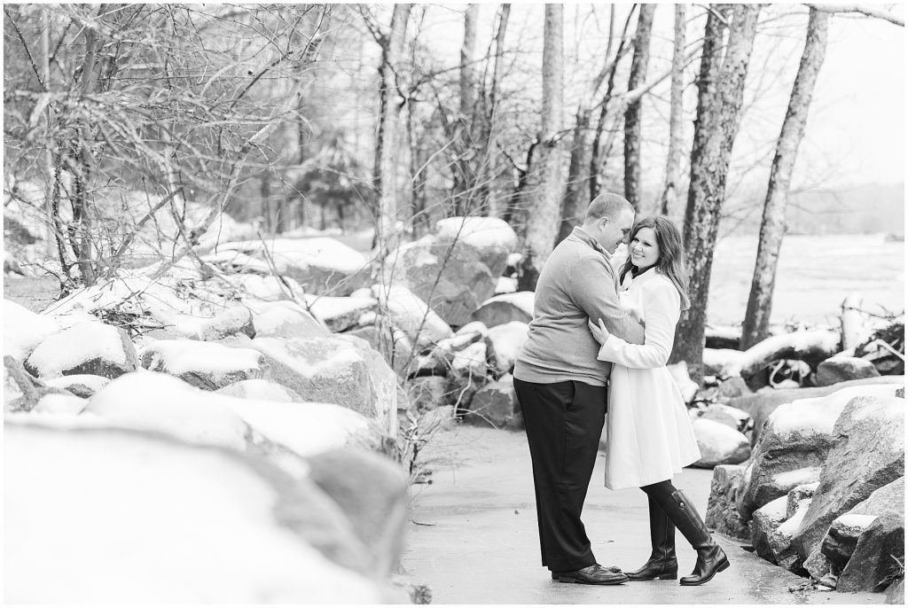 snowy belle isle engagement session RVA