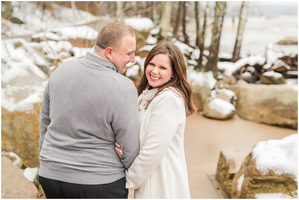 snowy belle isle engagement session RVA
