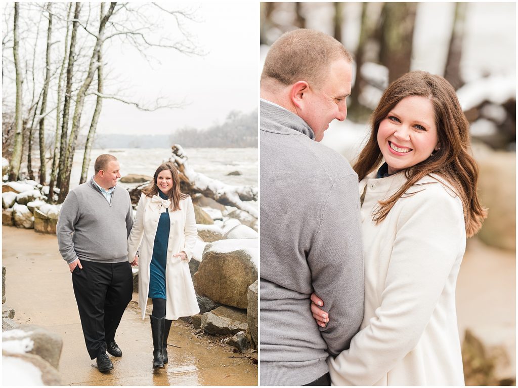 snowy belle isle engagement session RVA