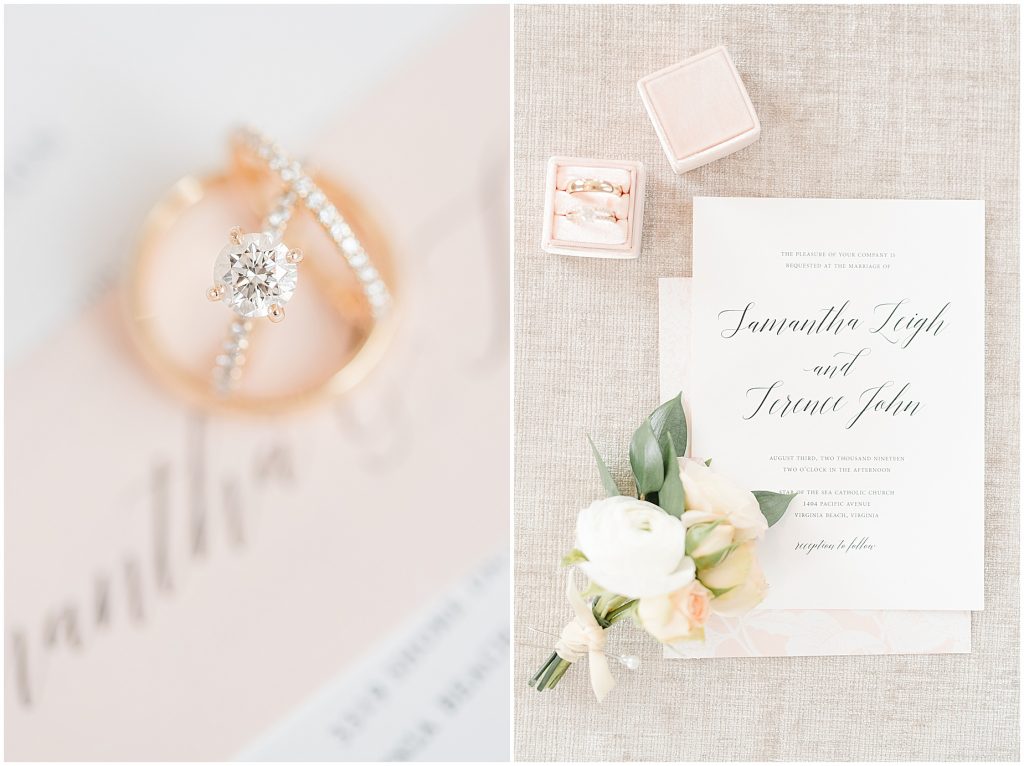 virginia beach wedding details ring and invitation suite bright and white rose questions to ask your wedding photographer