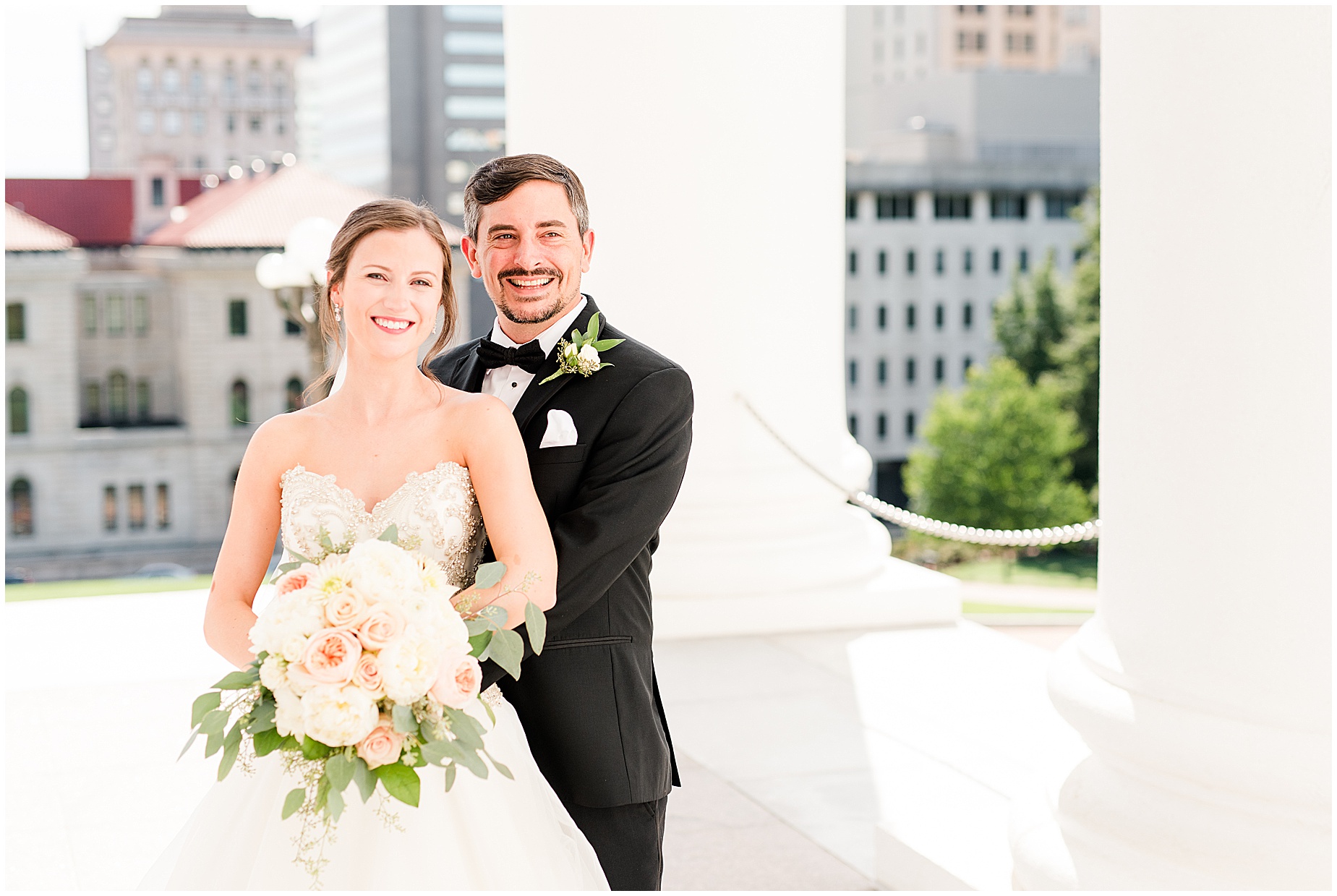 downtown richmond capitol building bride and groom portraits 