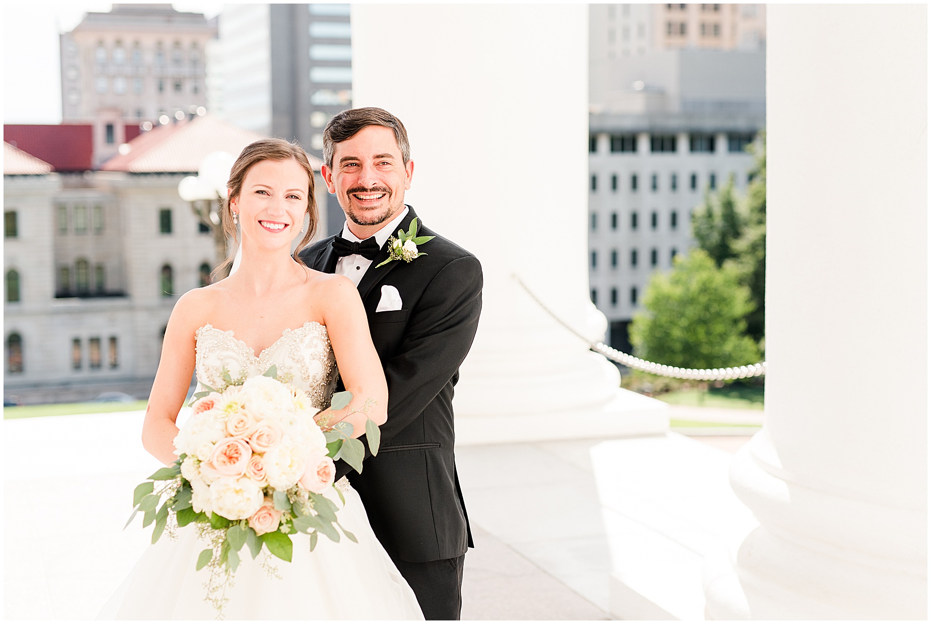 downtown richmond capitol building bride and groom portraits 
