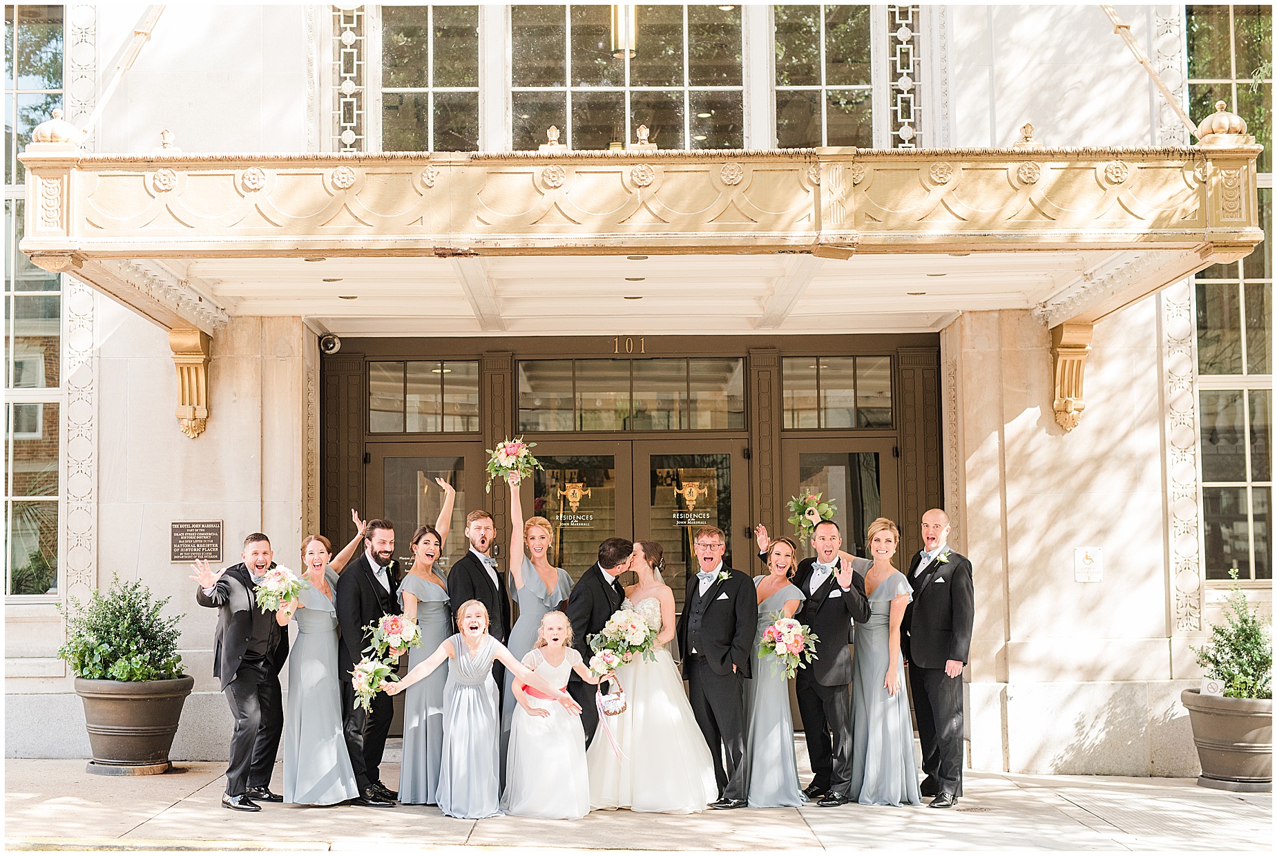 john marshall ballrooms entrance wedding bridal party portraits