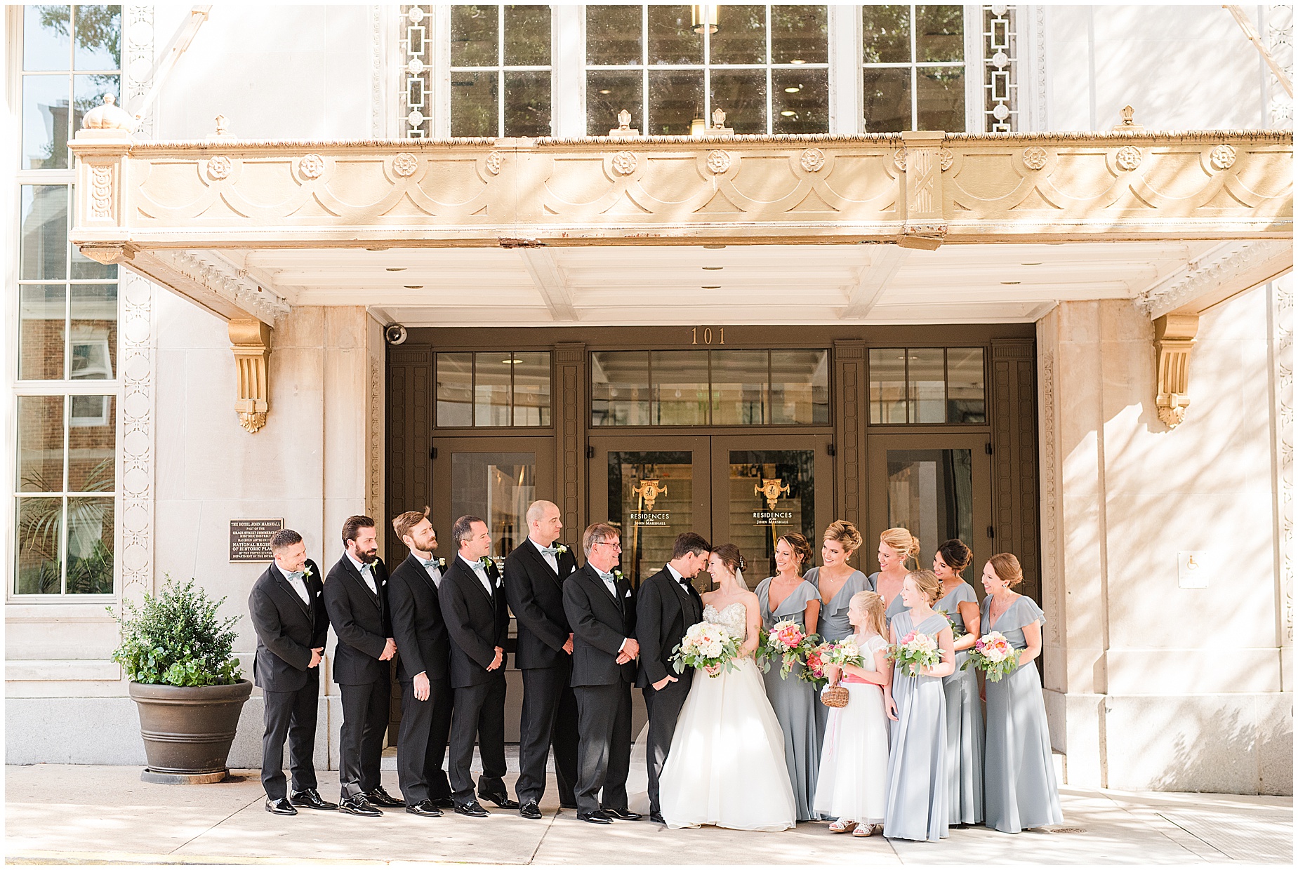 john marshall ballrooms entrance bridal party portraits