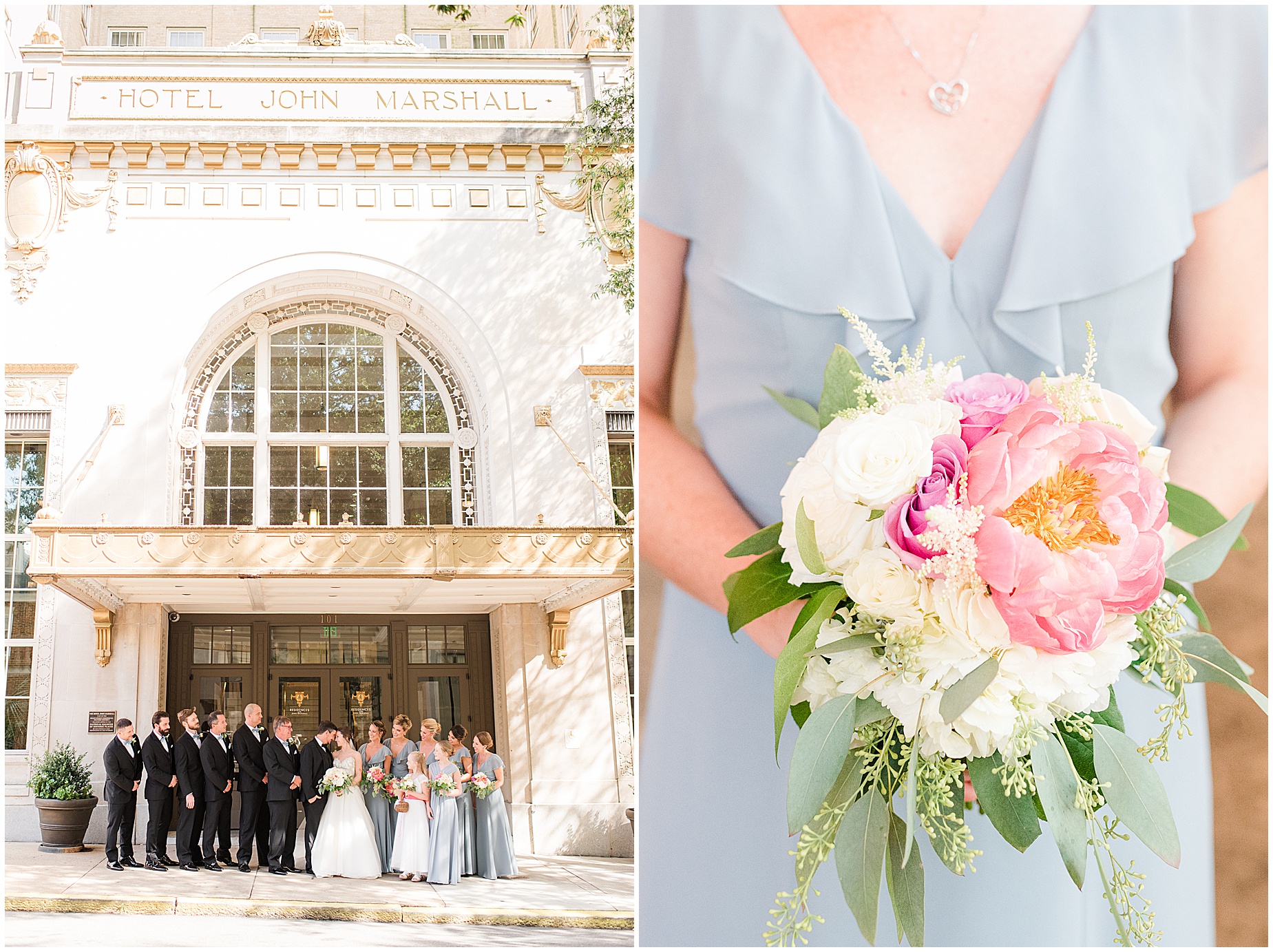 john marshall ballrooms entrance bridal party portraits