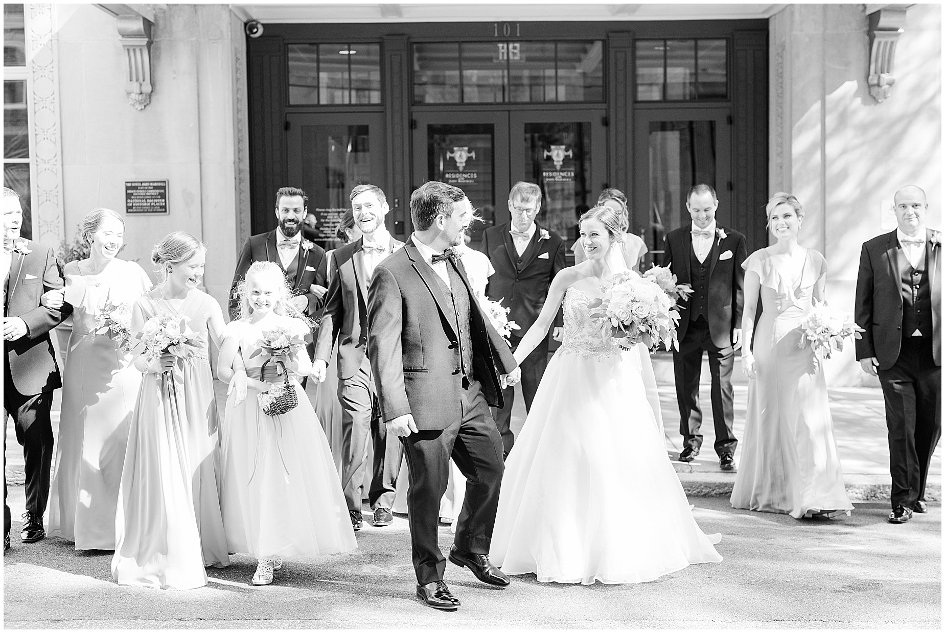 john marshall ballrooms entrance wedding bridal party portraits