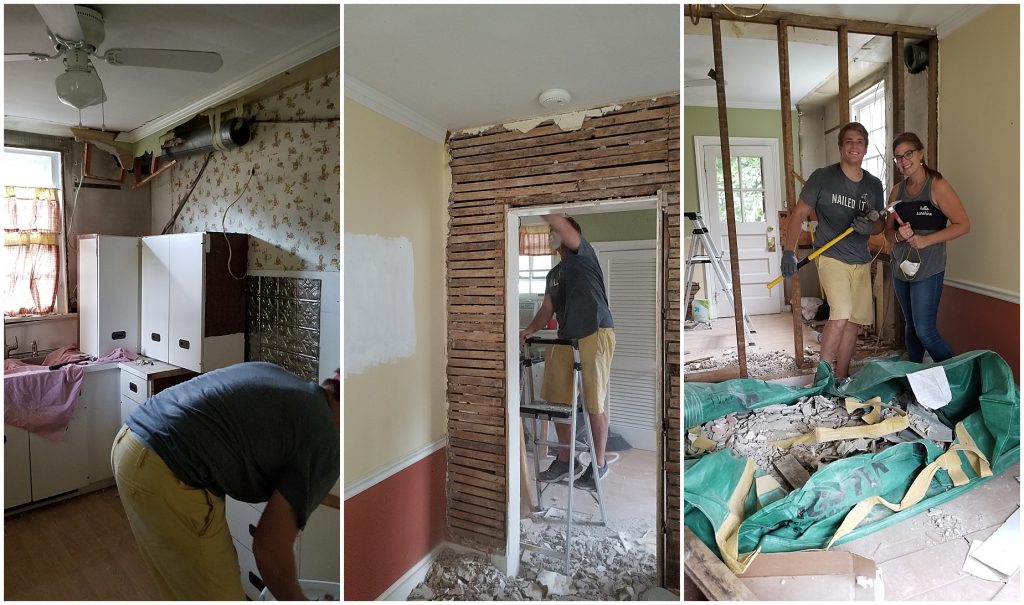 Richmond house renovation Wall demo and kitchen cabinet removal michael and laura