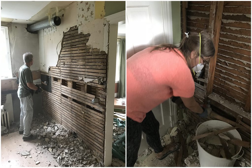 Richmond house renovation demo kitchen and dining wall michael and laura