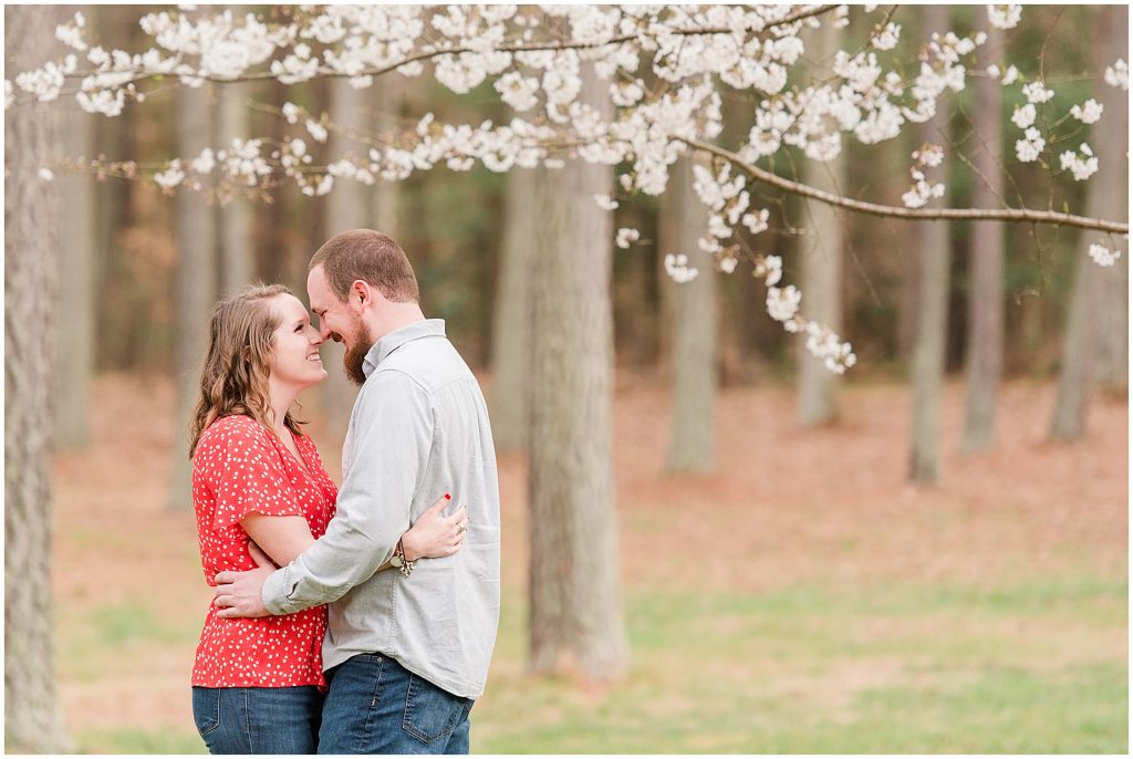 Wisteria Farms Richmond Spring Engagement Session White Cherry blossom